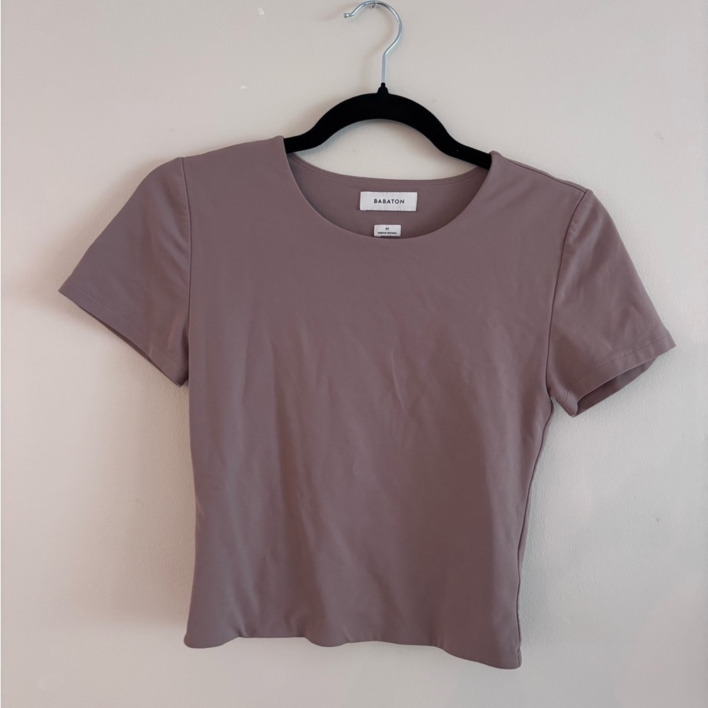 Aritzia Babaton Original Womens Cropped T-Shirt, Dusty Mauve, Size Medium